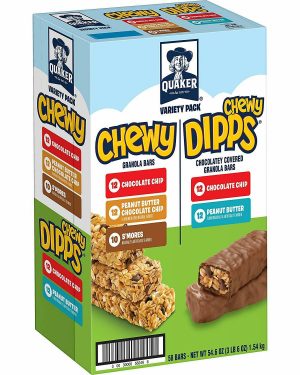 Quaker Chewy Granola Bars and Dipps Variety Pack, 58 Count